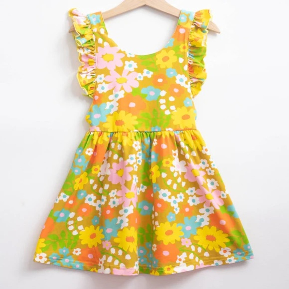 STRAWBERRY JAM KIDS VGUC 60s 70s Inspired Floral Crossback Dress